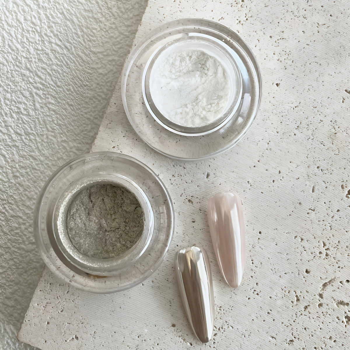Silvery Champagne Chrome Mirror Nail Powder – Glitter Art Chrome Nail Powder Qme