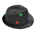 Unisex Sequin Jazz Hat | Glitter Party Stage Dance Cap Sequin Party Hat Qme Black