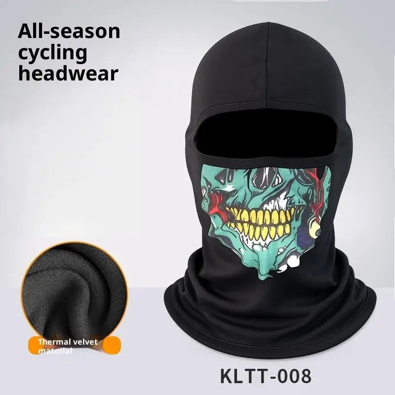 Skull Print Balaclava Full Face Mask – Windproof Helmet Liner Balaclava Face Mask Qst A7