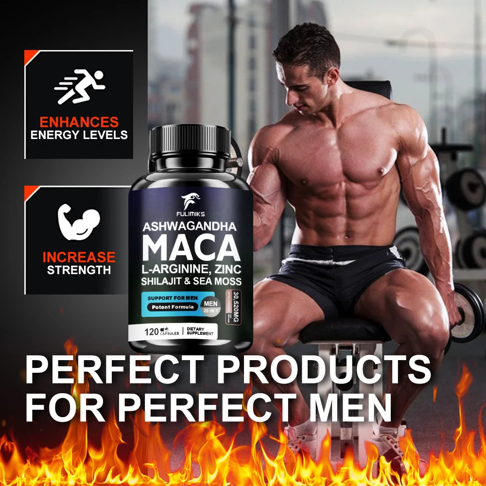 Maca Supplement with Ashwagandha, Shilajit & Zinc – 120 Caps Wellness Supplement Qst