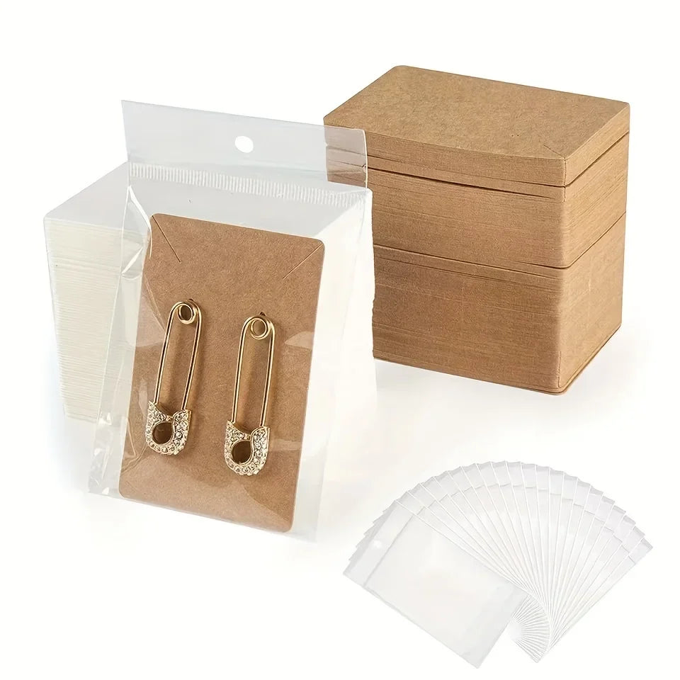 50 Natural Square Blank Cardboard Jewelry Display Cards DIY Jewelry Display Cards Qme