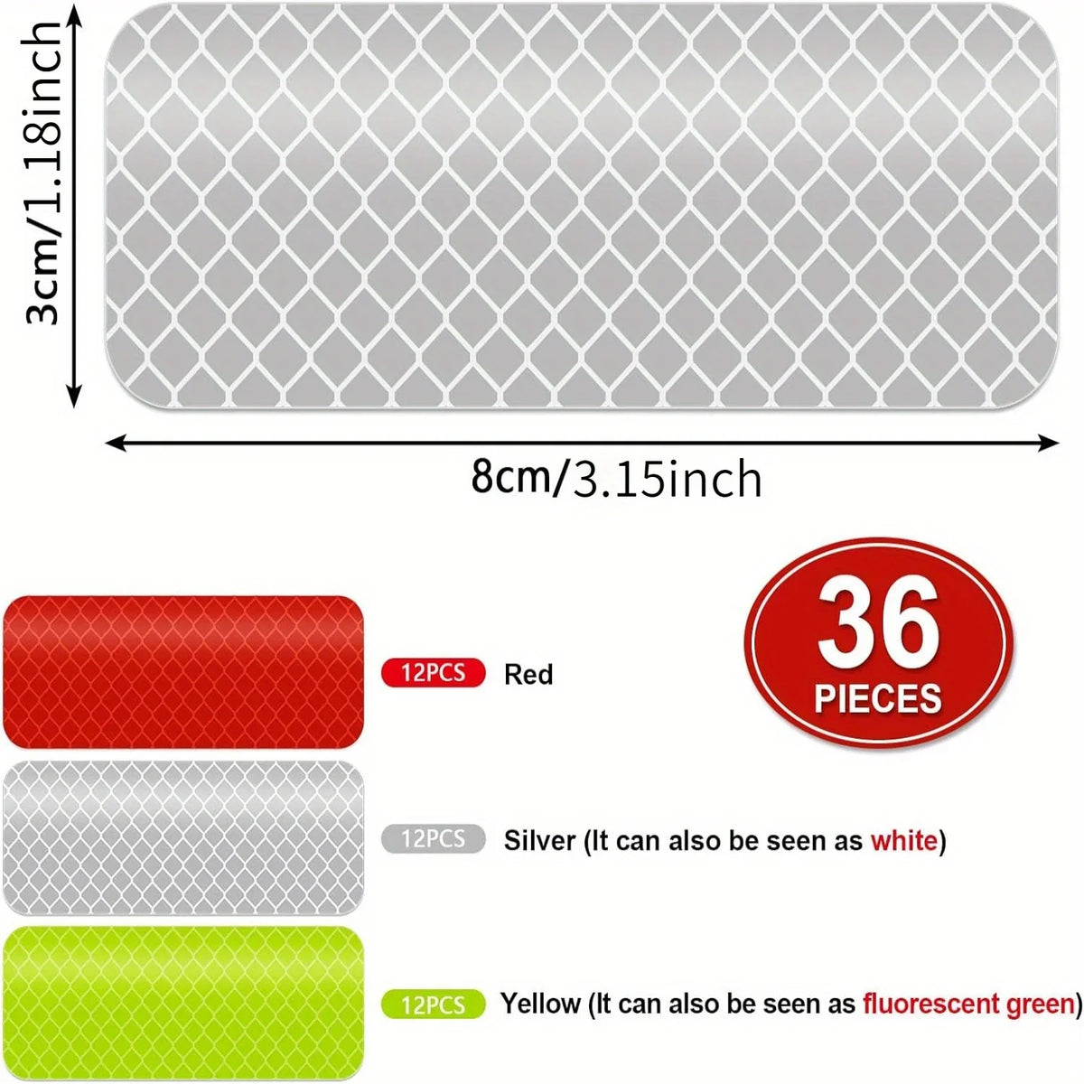 Reflective Safety Warning Stickers for Cars & Motorcycles Reflective Safety Stickers Qme 36pcs