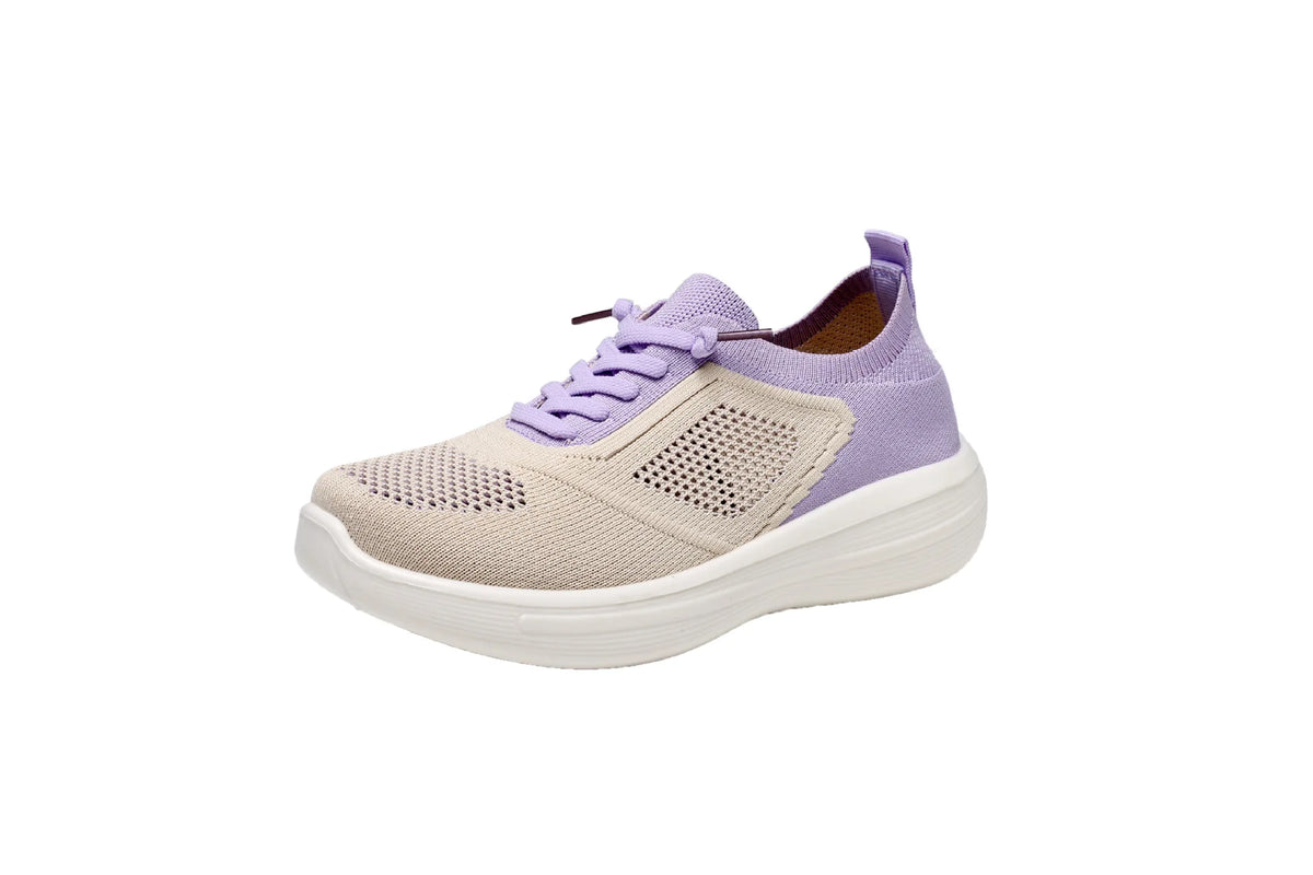 Women's Mesh Platform Sneakers – Breathable Hollow Casual Shoes Platform Sneakers Qst Purple 35