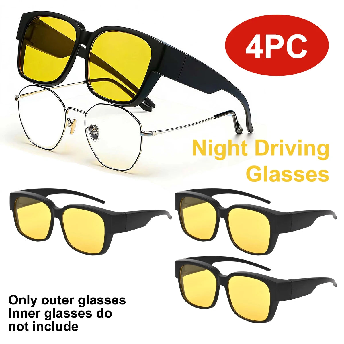 VOPHA UV400 Wrap-Around Sunglasses – Unisex Oversized T02 Wrap-Around Sunglasses Qst 4PC