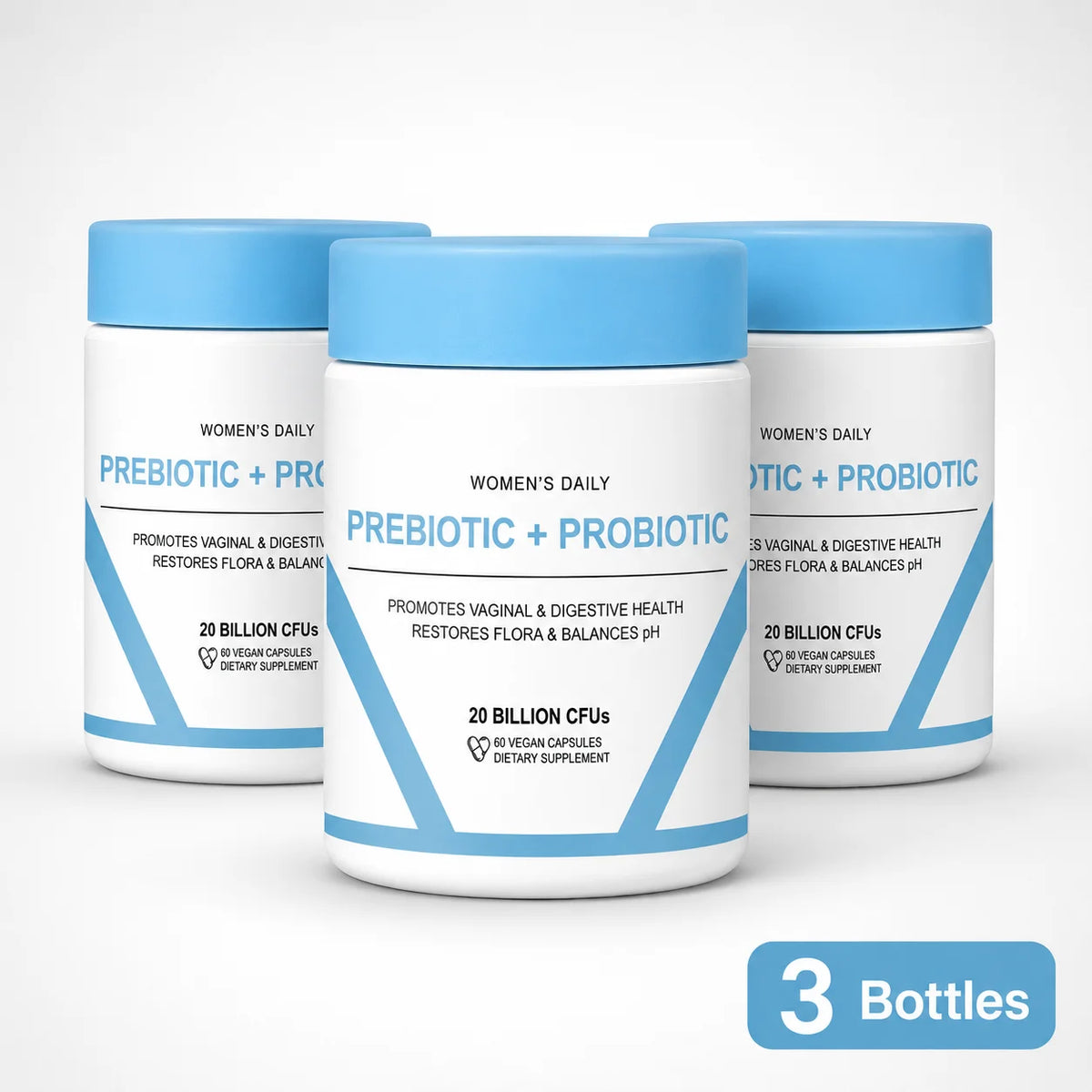Women's Probiotic & Prebiotic Capsules 20B CFUs + Biotin 60ct Probiotic Supplement Qst 3 bottles