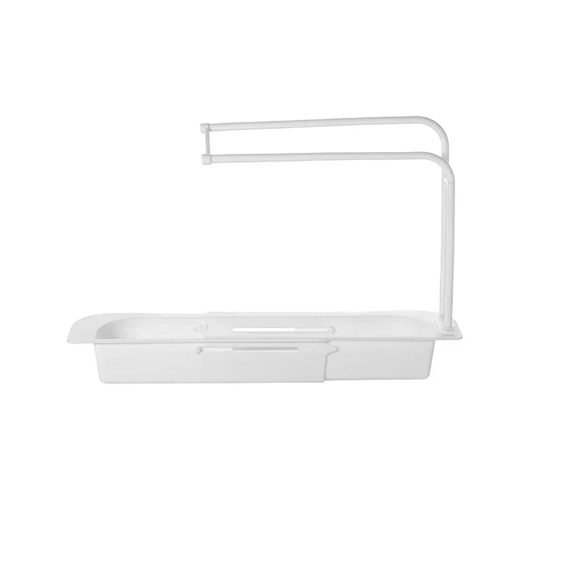 Telescopic Sink Shelf Organizer – Sponge, Soap & Towel Rack Sink Shelf Organizer Qst White 1pc