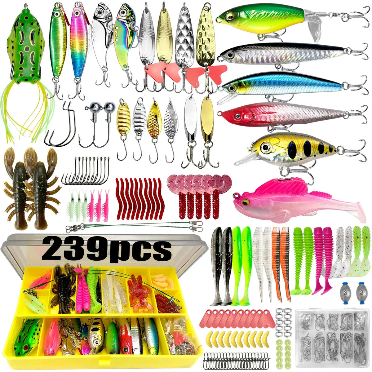 133-Piece Fishing Lures Kit – Topwater Tackle for Bass & Trout Fishing Lures Kit Qme