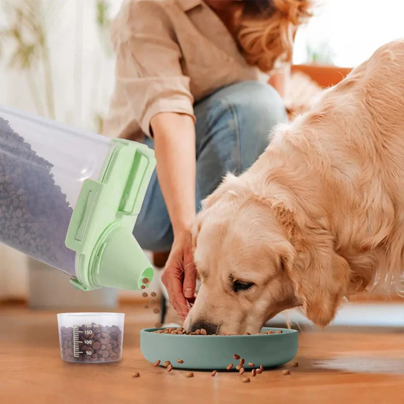2-Liter Pet Food Storage Container with Measuring Cup – Green Pet Food Container Qme