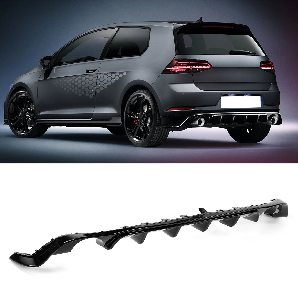 TCR Gloss Black Rear Bumper Diffuser Kit – MK7.5 2017–2020 Rear Bumper Diffuser Qst