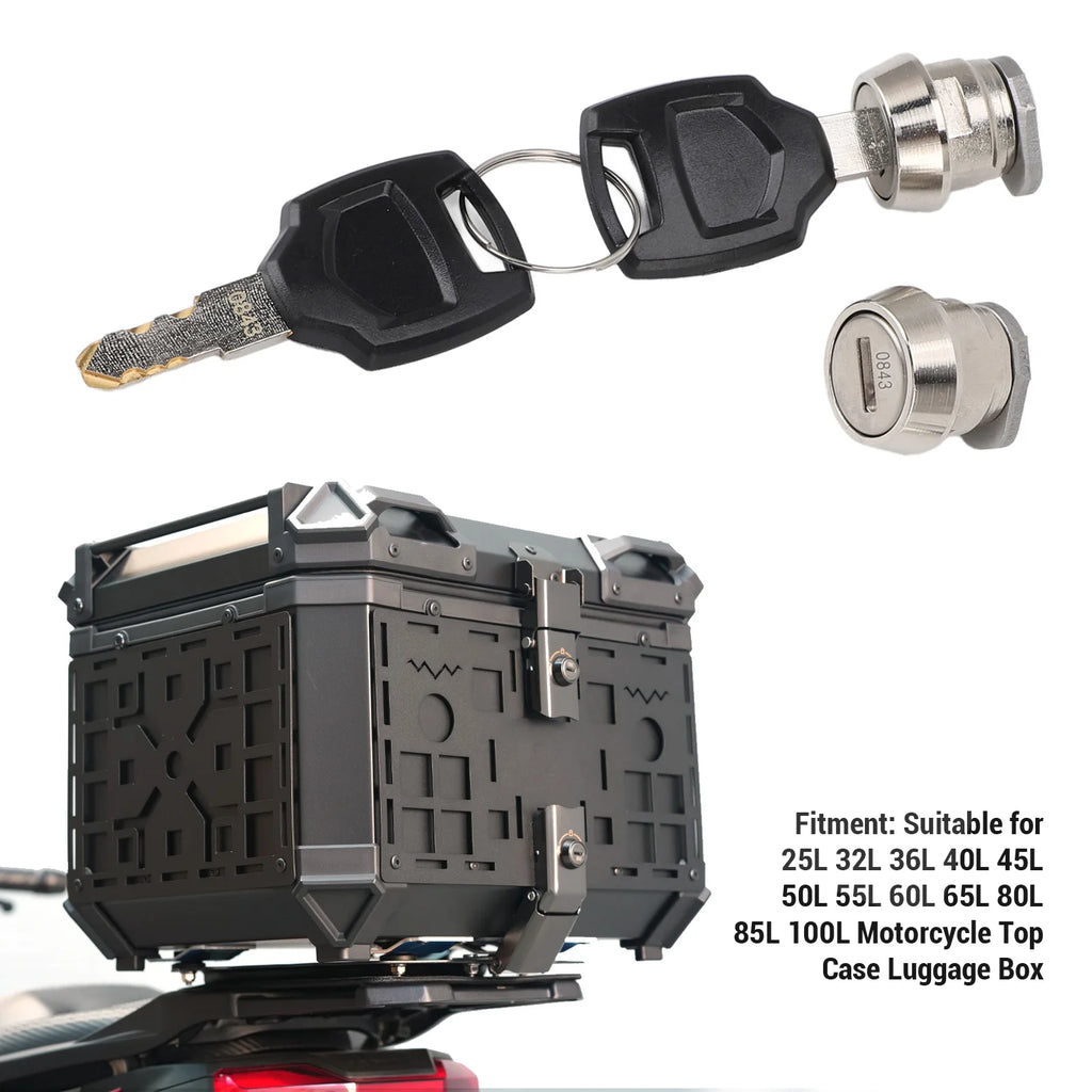 Motorcycle Top Box Lock Cylinder Core Plug & Keys – 25L–100L Motorcycle Lock Set Qst