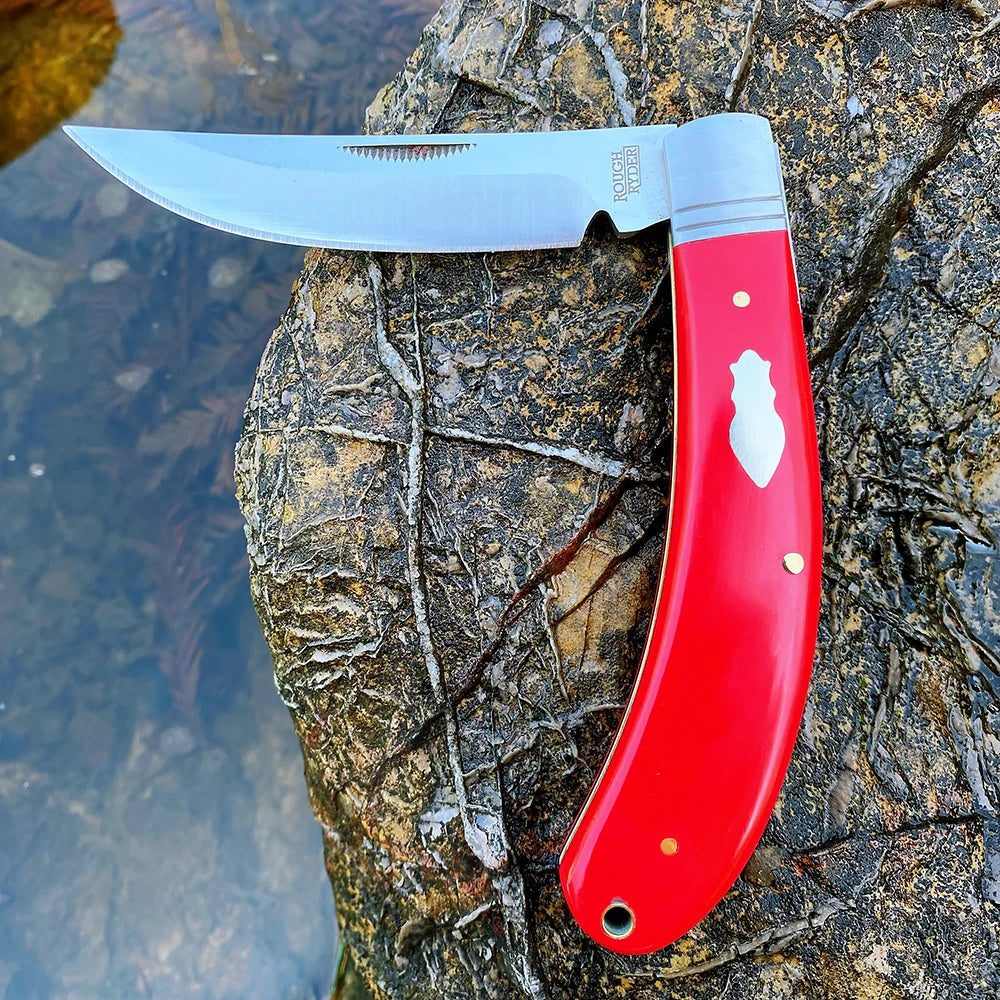 Z.QIAN Trapper Slip Joint Folding Pocket Knife – Bone Handle Folding Pocket Knife Qst Red