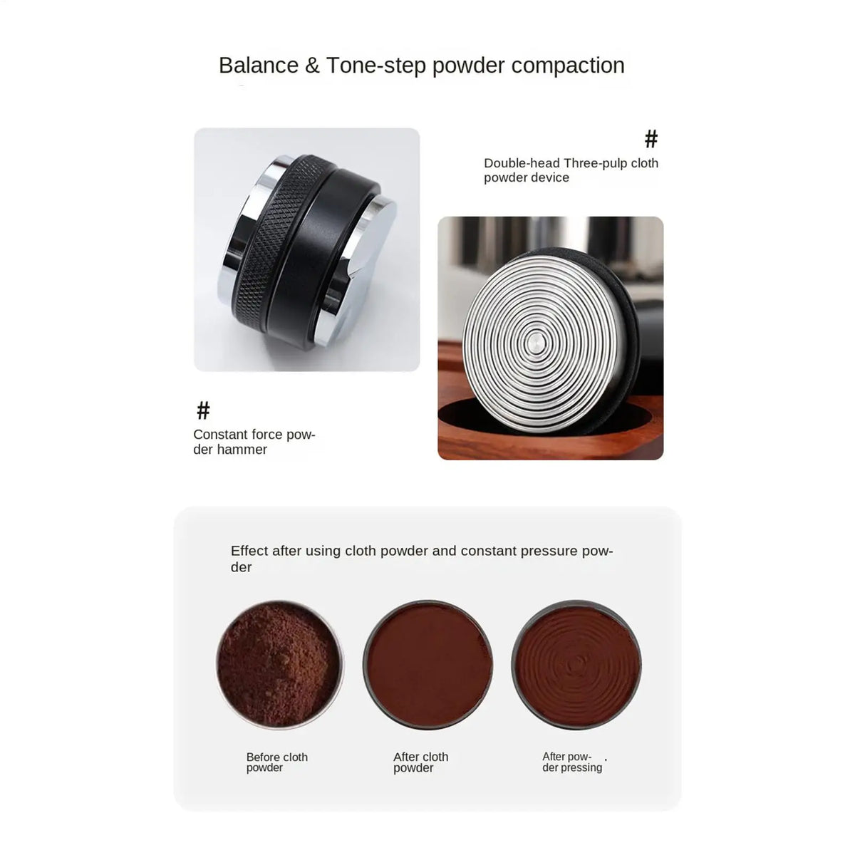 7-Piece Universal Coffee Tamping Station & Distribution Tool Set Coffee Tamping Set Qme