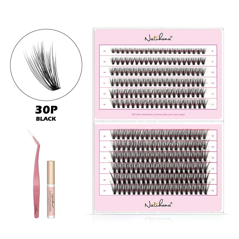 NATUHANA 240 Cluster DIY Lash Extension Kit – Individual Lashes DIY Lash Extension Kit Qme