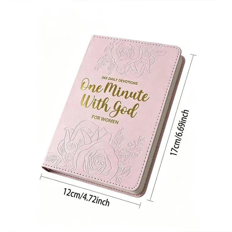 365-Day Prayer Leather Devotional Journal Notebook | Brown & Pink Devotional Journal Qme Pink