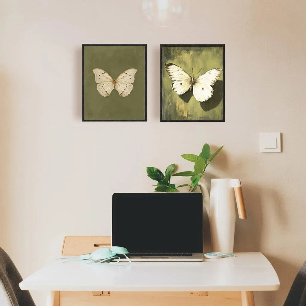Butterfly & Floral Canvas Wall Art – Modern Abstract Decor Canvas Wall Art Qst