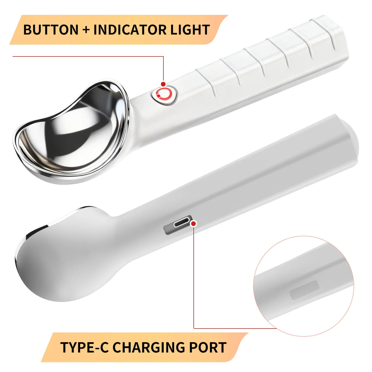 Electric Heated Ice Cream Scoop – Rechargeable, 28W Electric Ice Cream Scoop Qst