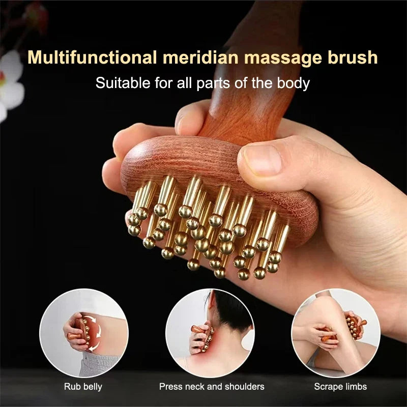 Brass Bead Gua Sha Comb – Meridian Massage Tool | 4 Colors Meridian Massage Comb Qme