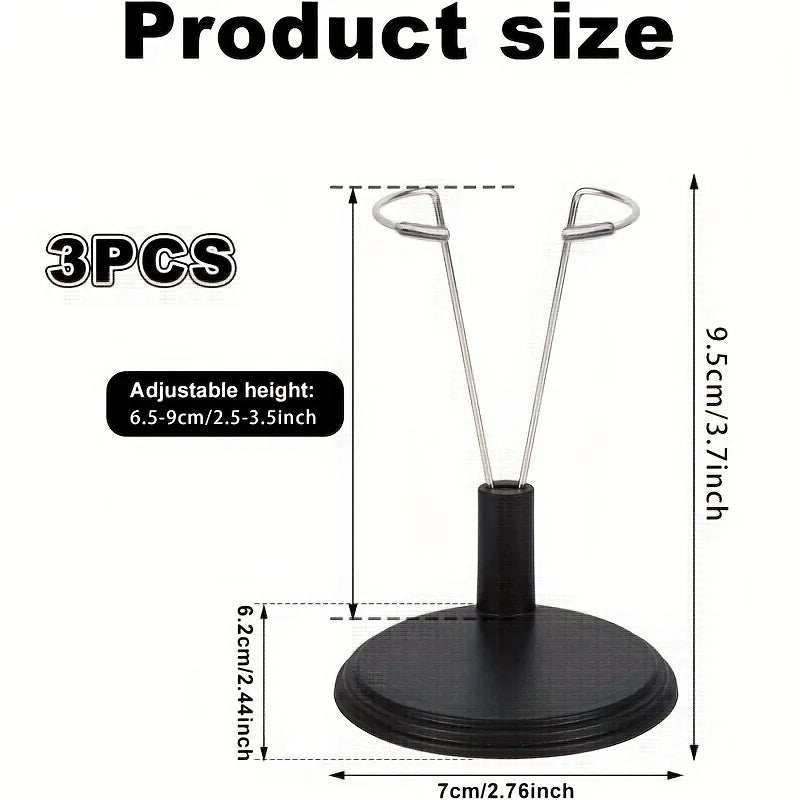 Adjustable Doll Display Stand for Labubu | Plastic Holder 3-Pack Doll Display Stand Qme