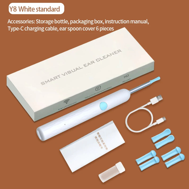 Visual Ear Wax Cleaner with HD Camera & LED – iOS & Android Ear Cleaning Camera Qst Standard-White