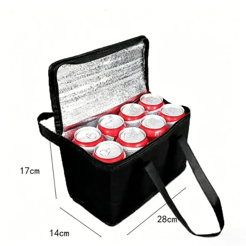 Portable Folding Insulated Lunch Cooler Bag – Thermal Picnic Bag Insulated Cooler Bag Qme Black