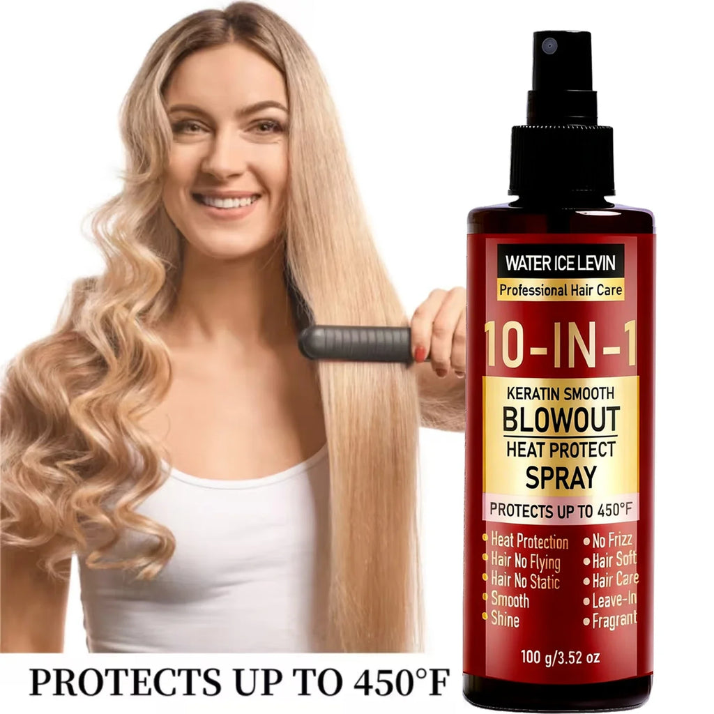 10-in-1 Keratin Heat Protect Spray – Anti-Frizz Blowout Heat Protect Spray Qme