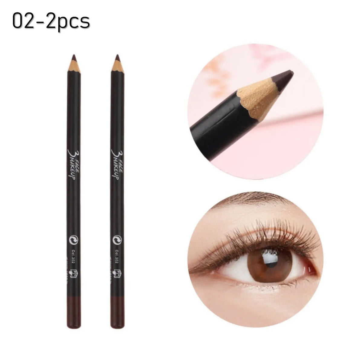 Waterproof Black Eyeliner & Brow Pencil – Long-Lasting Eyeliner Brow Pencil Qme 02-2pcs