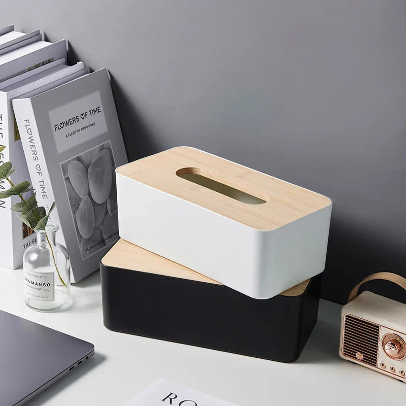Bamboo Rectangular Tissue Box Cover – Waterproof Elegant Tissue Box Cover Qme