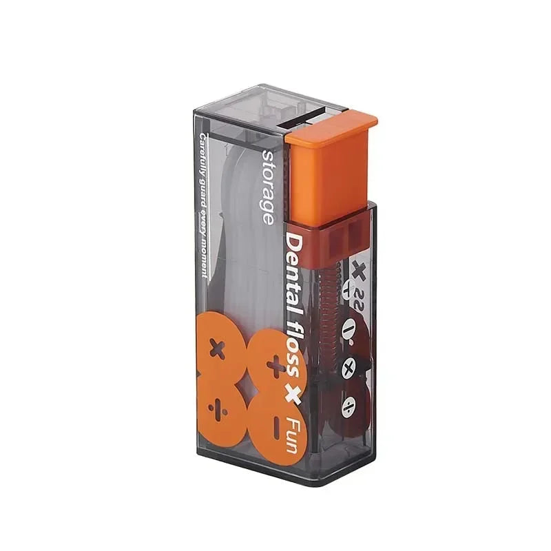 Portable Automatic Floss Dispenser – Refillable Floss Picks Floss Dispenser Qme orange