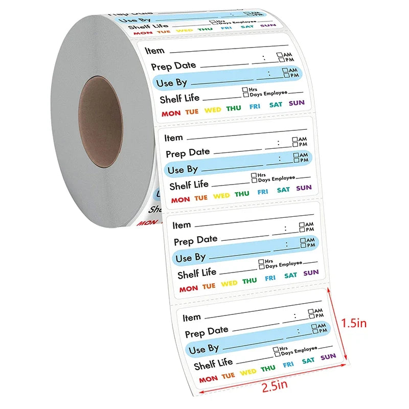 300pc Roll Kitchen Date Food Labels – Self-Adhesive Stickers Food Date Labels Qme