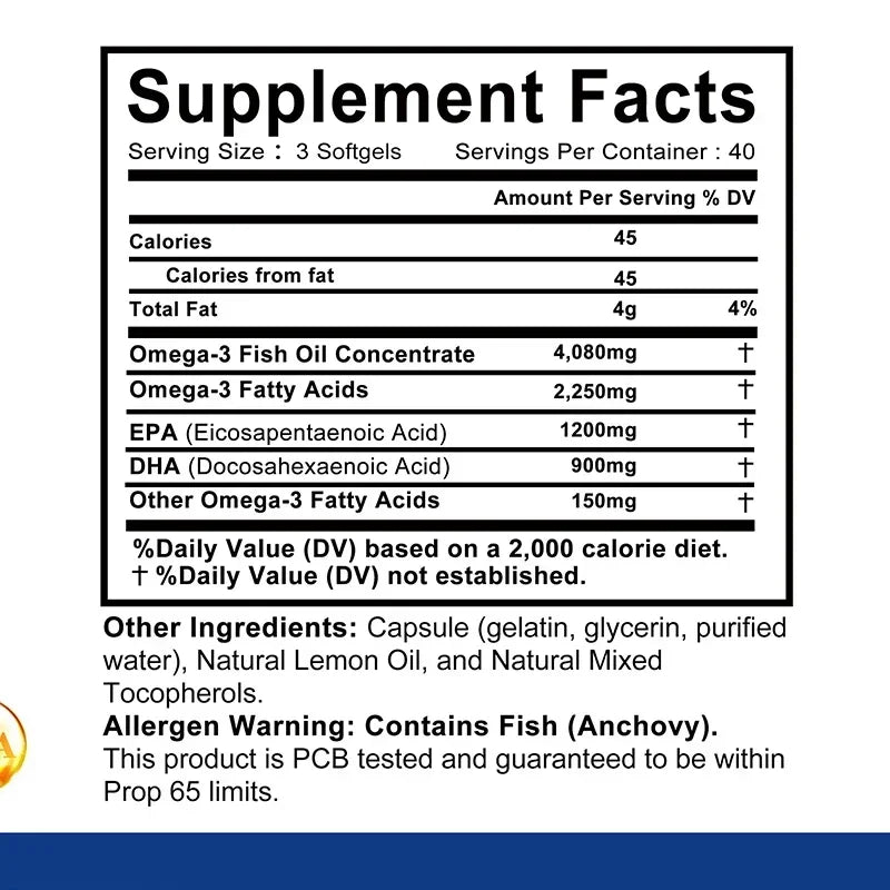 Xemenry Omega-3 Fish Oil Soft Gels | EPA & DHA Supplement Omega-3 Supplement Qst
