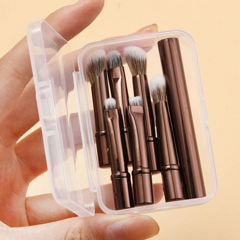 Mini Travel Makeup Brush Set – 6-Piece Portable Cosmetic Kit Makeup Brush Set Qme Coffee