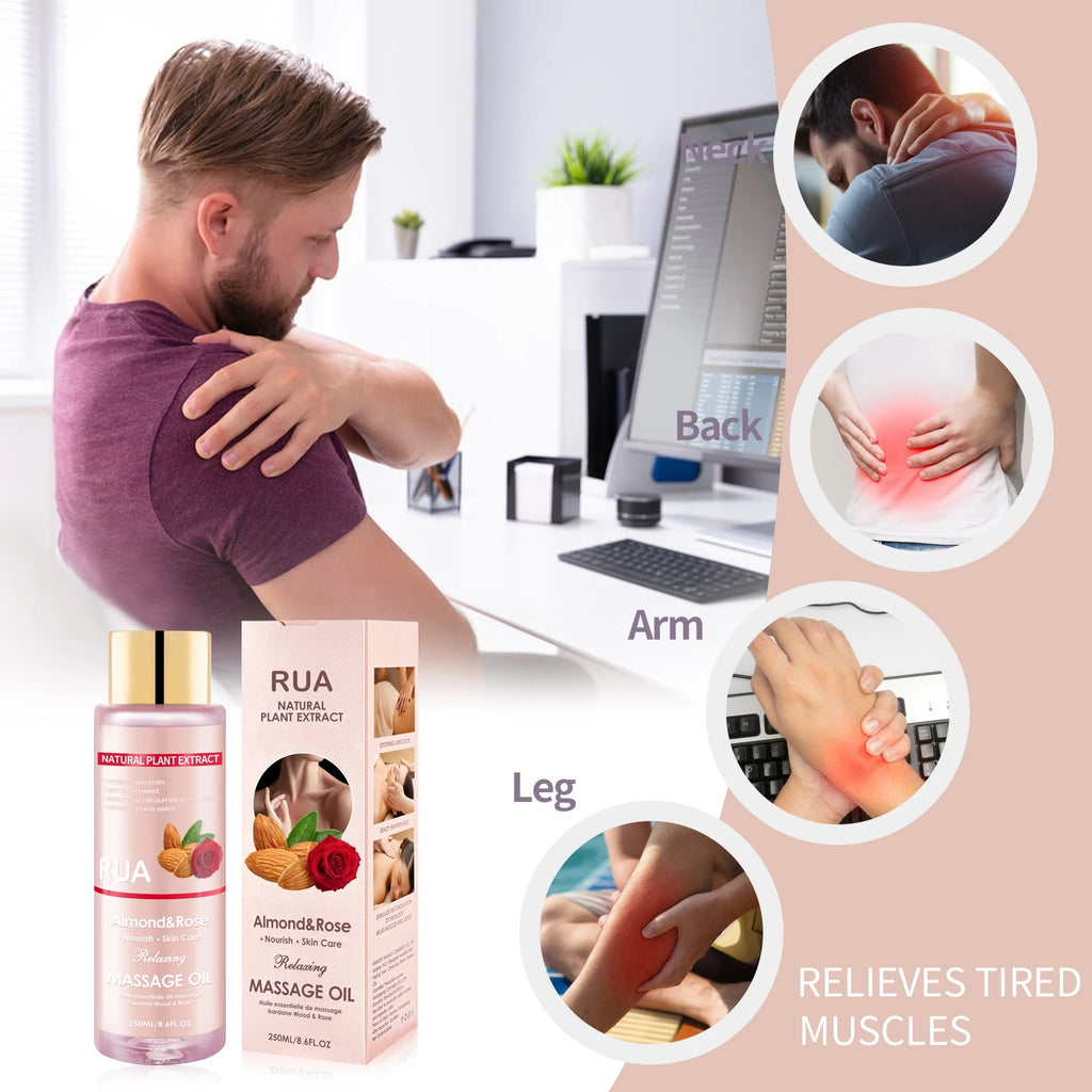 Almond & Rose Massage Oil – Moisturizing Body Oil 8.6 oz Massage Body Oil Qst