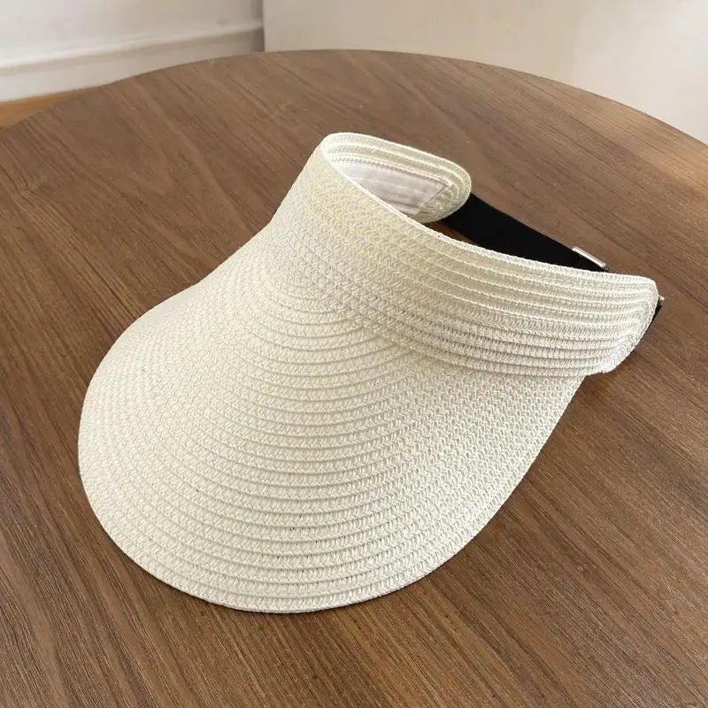 Woven Straw Sun Visor Hat – Wide Brim UV Protection for Women Straw Sun Visor Hat Qst A2