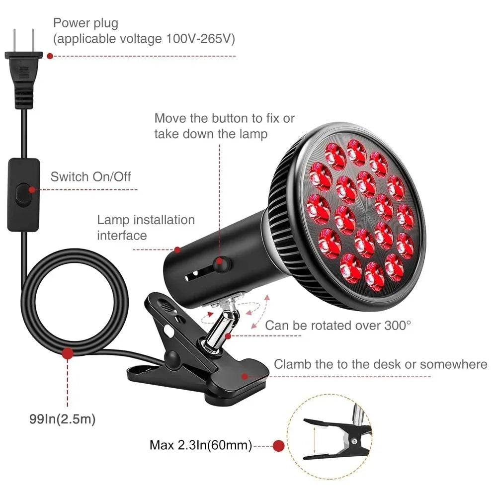 Red Light Therapy Lamp 54W 660nm 850nm – LED Face & Body Device Red Light Therapy Lamp Qst