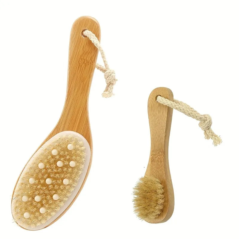 Natural Boar Bristle Dry Body Brush with Bamboo Handle Dry Body Brush Qme