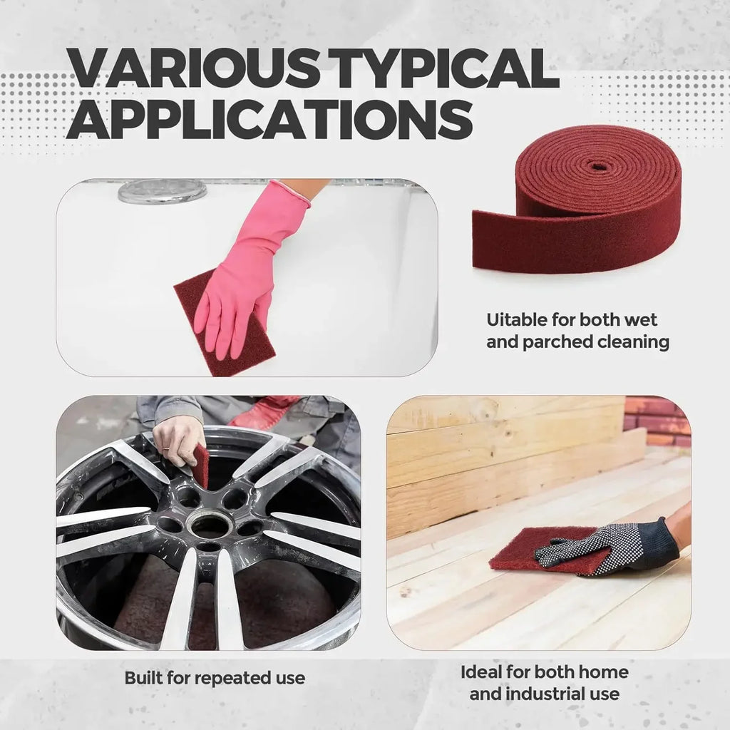 Chestnut Red Scouring Pad Roll 28 Ft | Paint & Surface Prep Abrasive Scouring Pad Roll Qme