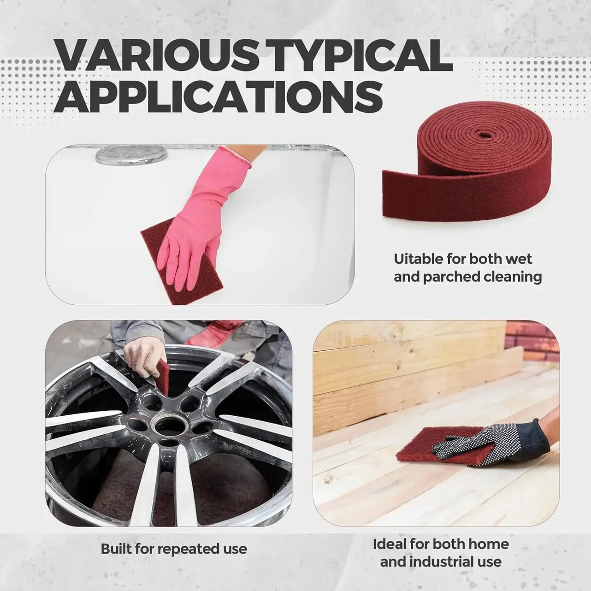 Chestnut Red Scouring Pad Roll 28 Ft | Paint & Surface Prep Abrasive Scouring Pad Roll Qme