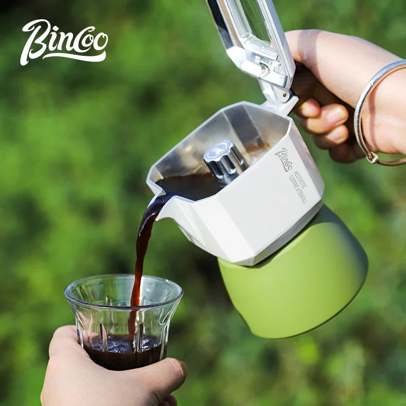 BINCOO 2-Cup Double Valve Moka Pot – Italian Espresso Maker Moka Pot Qst