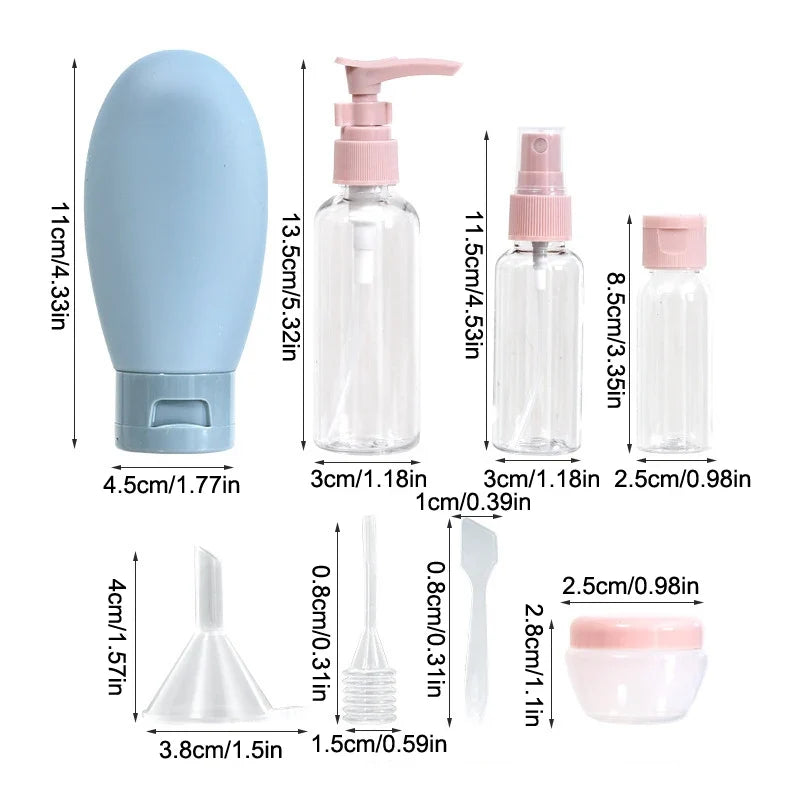 11-Piece Travel Refillable Bottle Set for Cosmetics & Lotion Travel Bottle Set Qme