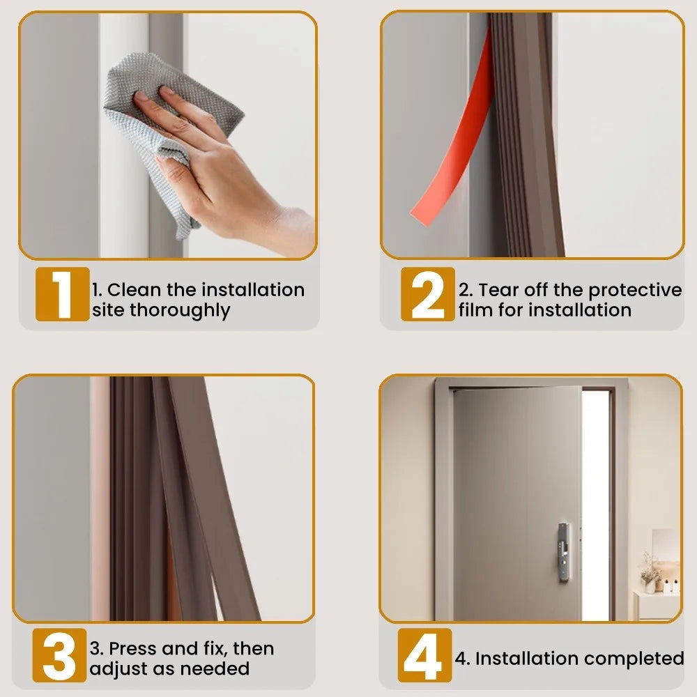 6M Self-Adhesive TPE Door & Window Sealing Weatherstrip Door Sealing Strip Qme