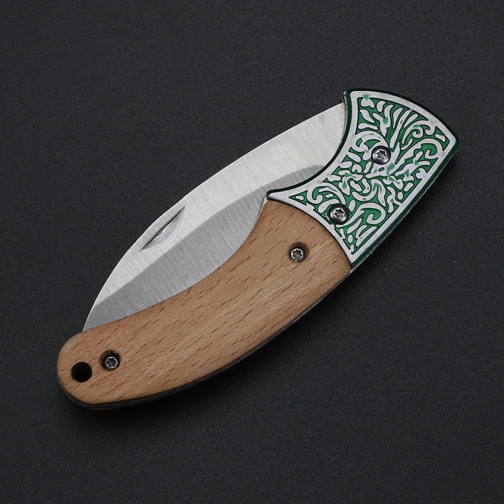 XUANFENG Wooden Handle Folding Pocket Knife – Camping EDC Folding Pocket Knife Qst