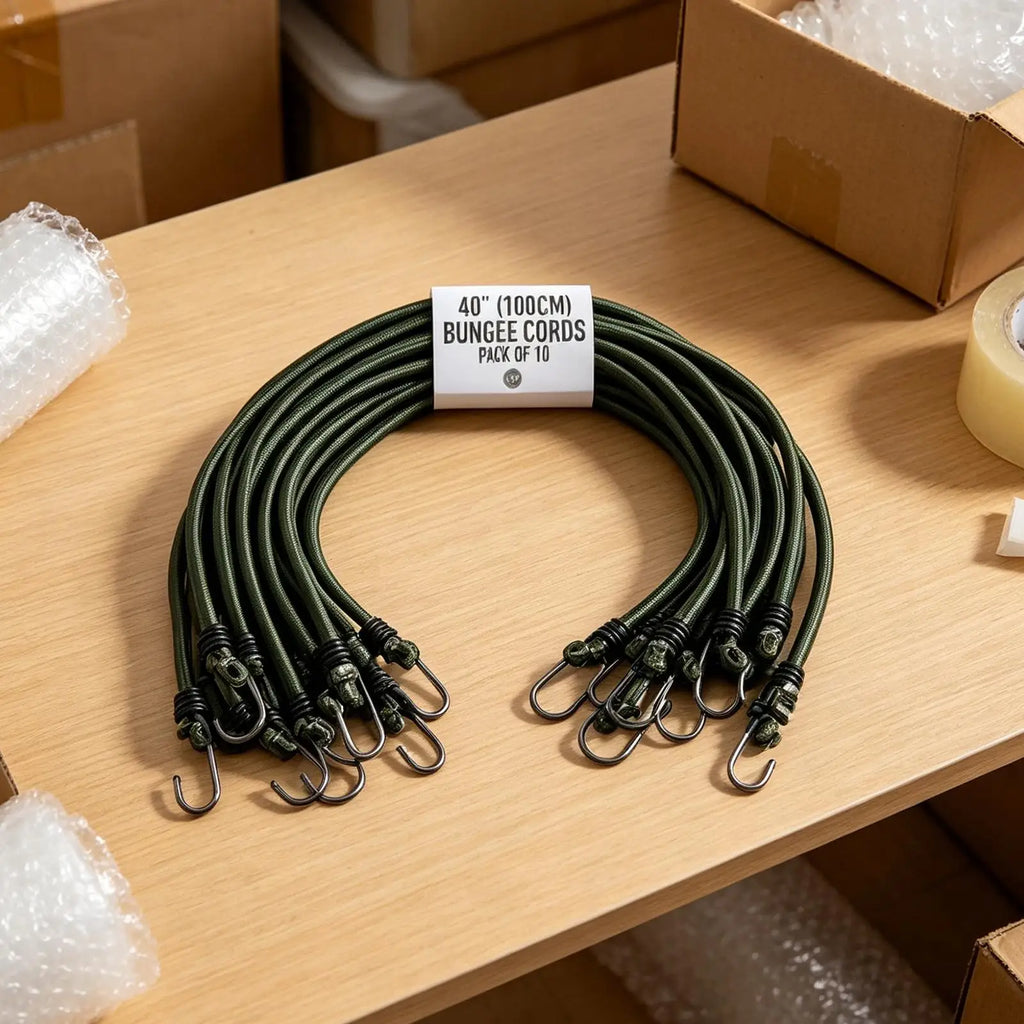 Elastic Bungee Cords with Hooks 39-Inch 10-Pack | Car & Travel Bungee Cord Set Qme