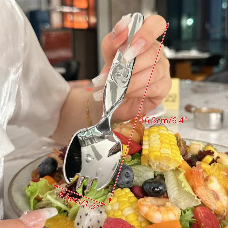 Stainless Steel Long Handle Round Spoon – Gold & Silver Dinner Spoon Qme