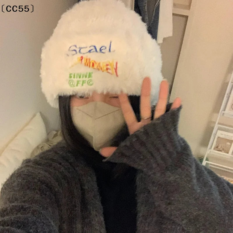 Women's Plush Knit Winter Hat with Ear Covers – Warm Cap Winter Knit Hat Qst