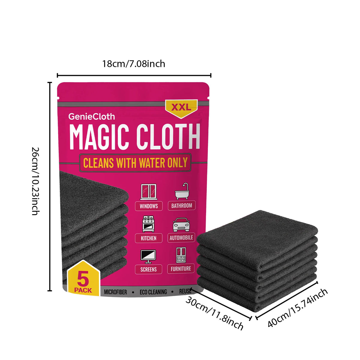 5-Pack Microfiber Magic Cleaning Cloths – Streak-Free Towels Cleaning Cloths Qst