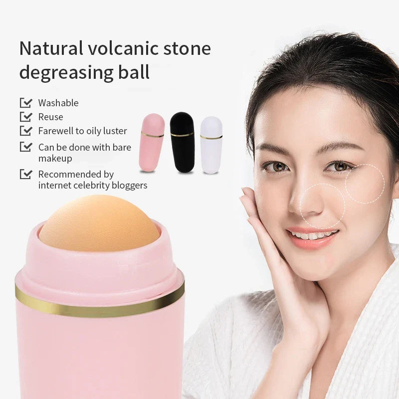 Volcanic Stone Face Oil Absorbing Roller – Natural Massage Stick Face Oil Roller Qme