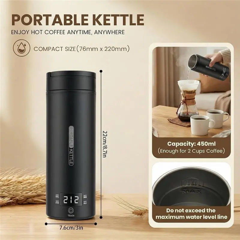 Portable Electric Travel Kettle 110V – 304 Stainless Steel 450ml Electric Travel Kettle Qst