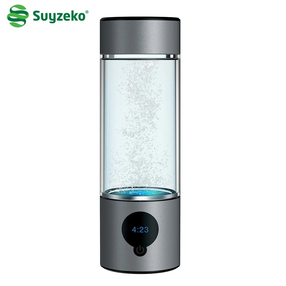 SUYZEKO Hydrogen Water Cup 6000ppb H2 Generator – 390ml Hydrogen Water Generator Qst Gray
