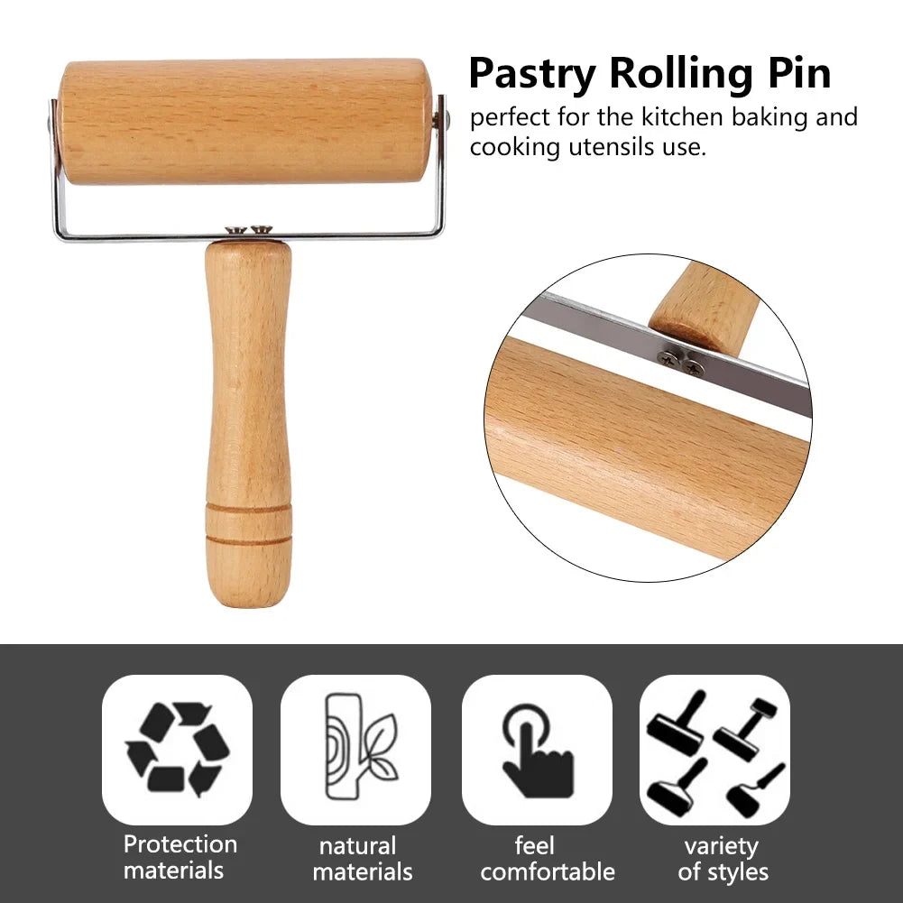 Wooden Rolling Pin for Pastry, Pizza & Dough | Qme Baker Wooden Rolling Pin Qme