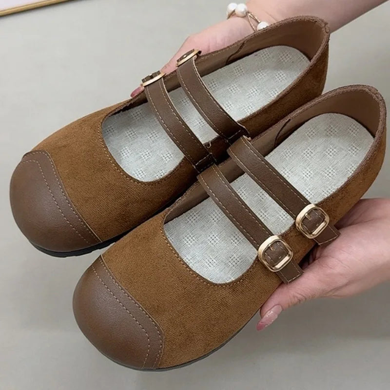Women's Retro Mary Jane Flats – Buckle Strap Non-Slip Shoes Women's Flat Shoes Qst